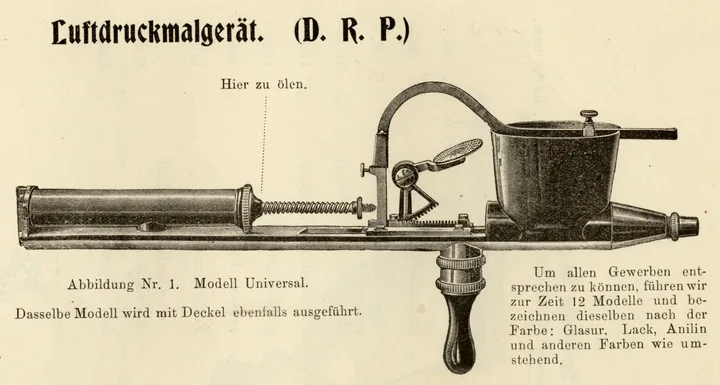Historische Darstellung des Krautzberger Luftdruckmalgeräts Modell Universal