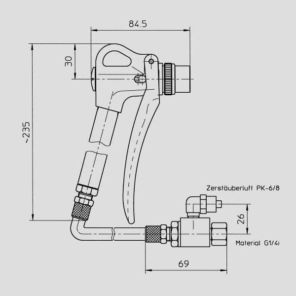 TFP 1 Trennmittelpistole: Handspritzapparat Druckluft Zeichnung