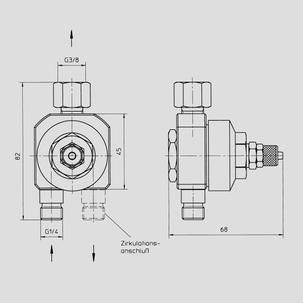 Piccolo regolatore di pressione del materiale, acciaio inossidabile, pneumatico controllabile, rapporto di trasmissione 1:1